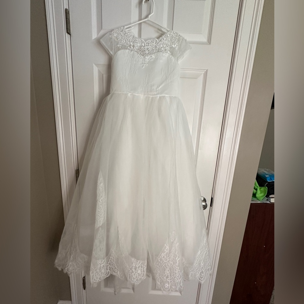 Girls First Communion Flower Girl White Dress Size 8